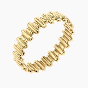 14K Solid Gold "Deco Bar" Ring - Size 7